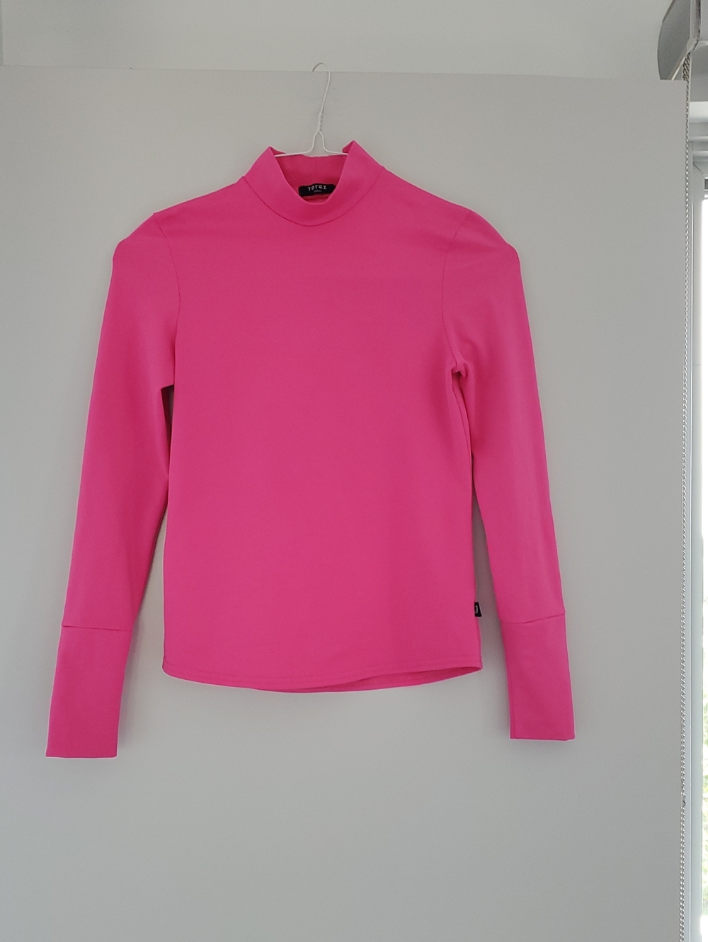 Terez Hot Pink Mock Neck Long Sleeve Top